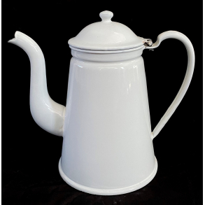 Emalje Stel - Madam Hvid Kaffekande - 23 cm.