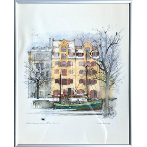 Mads Stage Billede - Kbenhavnsk Bybillede - Pakhuse I Overgaden Neden Vandet - 31 cm.