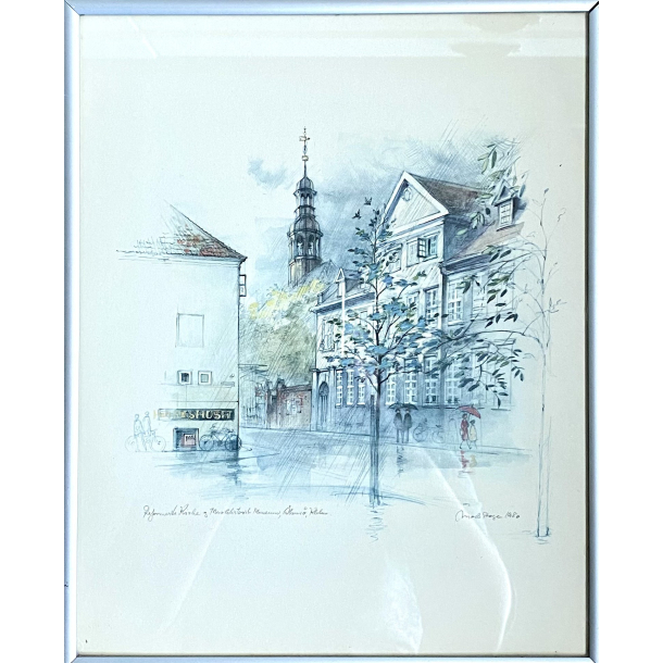 Mads Stage Billede - Kbenhavnsk Bybillede - Reformert Kirke &amp; Musikhistorisk Museum - 31 cm.