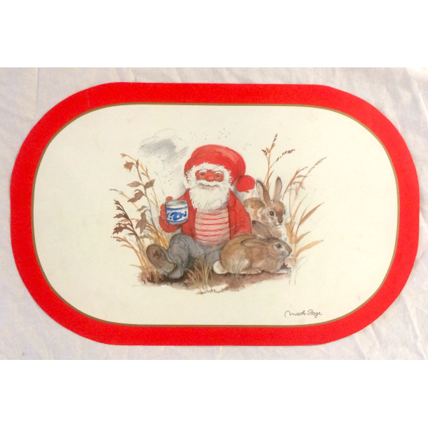 Mads Stage Juleservice - Dkkeserviet - Nisse Med Kaniner - 43,5 cm.