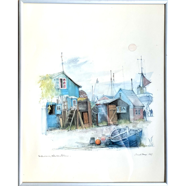 Mads Stage Billede - Kbenhavnsk Bybillede - Skudehavnen Ved Kbenhavns Frihavn - 31 cm.