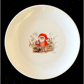Mads Stage Julestel - Flad Tallerken - Nisse Med Kaniner - 19 cm.