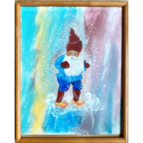 Julebillede - Maleri - Nisse - Motiv Nr. 1 - 37,5 cm.