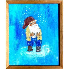 Julebillede - Maleri - Nisse - Motiv Nr. 2 - 37 cm.