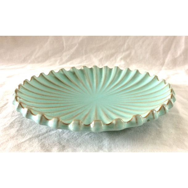 Retro Keramik - Riflet Skl Nr. 102 - Mintgrn Glasur - 19 cm.