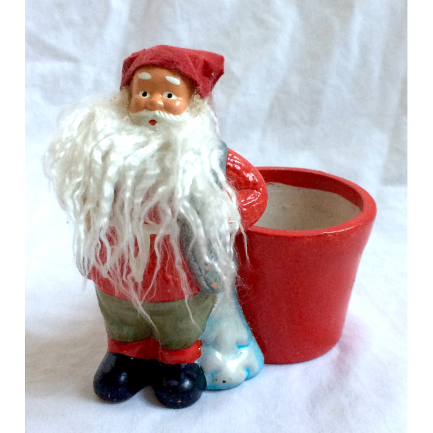 Retro Julepynt - Nisse Med Urtepotteskjuler - 12,5 cm.