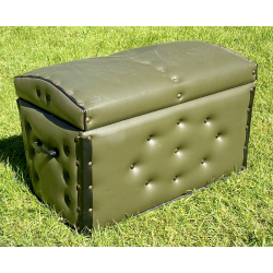 Gammel Opbevarings-Kiste - Grn Lder - 50 cm.