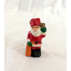 Gammeldags Julepynt - Ornament - Julemand Med Klokke - 5 cm.