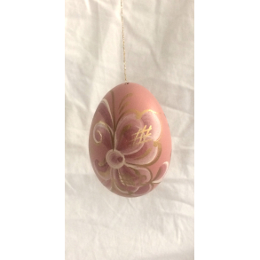 Pskepynt - Hndmalet Pskeg - Lilla - Blomster - 7,5 cm. 