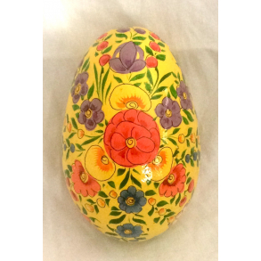 Pskeg - Gul - Blomster - Malet Tr - 10 cm.