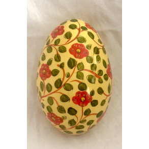 Pskeg - Rde Blomster - Malet Tr 9,5 cm.