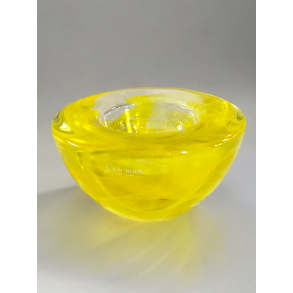 Kosta Boda Atoll Fyrfadsstage - Gult Glas - 11 cm.