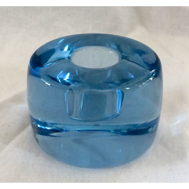 Holmegaard Lysestage - Aquablt Glas - Per Ltken - 6,5 cm.