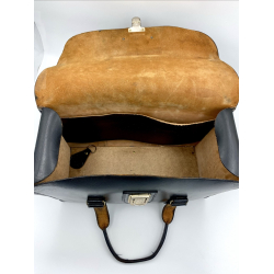 Retro Pilot-Taske - Sort Sadel-L�der - 1970'erne - 45 cm. - Scott Saddle Co.