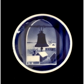 Plaquette - Mini Platte - Gldelig Jul - Synet Fra Klokketrnet - Aluminia