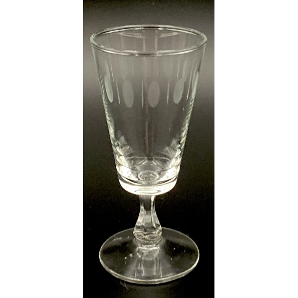 Gammelt Glas - Portvinsglas - Prikker &amp; Striber - 10,5 cm.