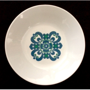 Retro Stel - Dyb Tallerken - Blgrnt Mnster - 22 cm.