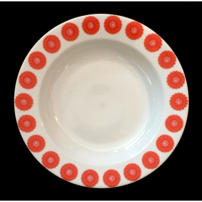 Retro Stel - Dyb Tallerken - Orange Blomster - 22,5 cm.