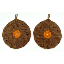 Retro Grydelapper - Hklede - Hndlavede - 4 Farver - St Af 2