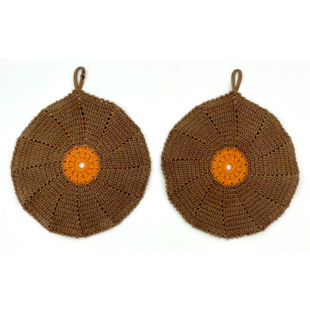 Retro Grydelapper - Hklede - Hndlavede - 4 Farver - St Af 2