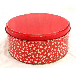 Retro Dse - Kagedse - Rd - Blomster - 20 cm.