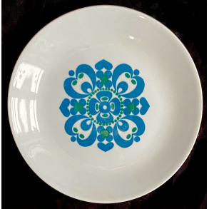 Retro Stel - Kagetallerken - Blgrnt Mnster - 16,5 cm.