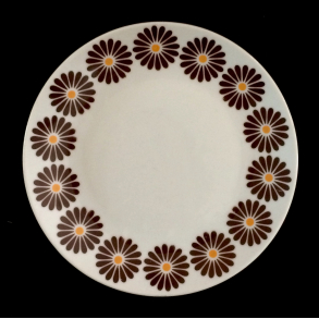 Retro Stel - Kagetallerken - Brun Blomst - 17 cm.