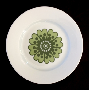 Retro Stel - Kagetallerken - Grn Blomst - 17 cm.