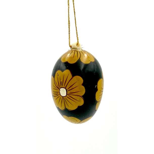 Retro Pskepynt - Pskeg - Brun - Blomster - 6 cm.