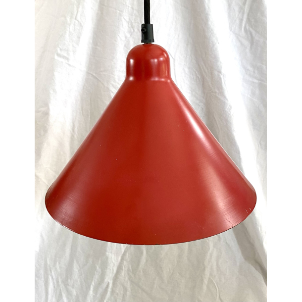 Retro Lampe - Pendel - Rd Emalje - 28 cm.