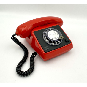 Retro Telefon - Drejeskive - R�d - 1980'erne - 20 cm. - VEB Fernmeldewerk Nordhausen DDR