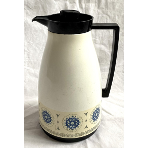 Retro Termokande - Hvid - Bl Cirkler - 24 cm.