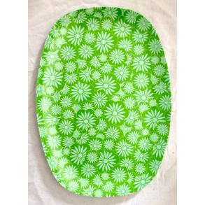 Rice Tallerken/Serveringsfad - Rektangulr - Grn - Blomster - Melamin - 30 cm.
