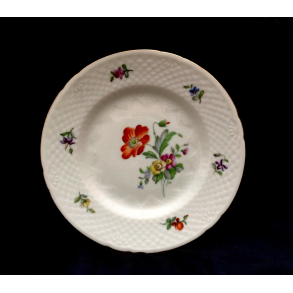 Saksisk Blomst Stel - Kagetallerken Nr. 28A - Hvid - B&G