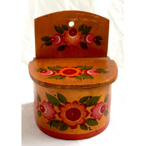 Retro Saltkar - Lakeret Tr - Blomster - 18 cm.