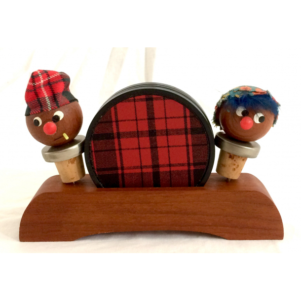 Retro Sknkepropper &amp; Glasbrikker - Teaktr - Skotskternet - 18 cm.