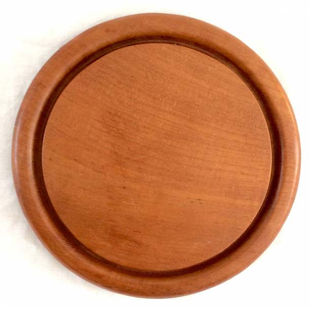 Retro Skrebrt - Rundt - Teaktr - 26 cm.