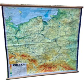 Retro Landkort - Skolekort - Polen - 170 cm.