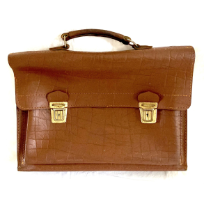 Retro Skoletaske - Brunt L�der - 1960'erne - 44 cm.