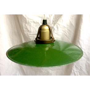 Gammel Industrilampe - Skomagerpendel - Grn Emalje - Model Nr. 1 - 25 cm.