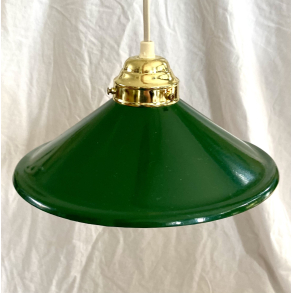 Gammel Industrilampe - Skomagerpendel - Grn Emalje - Model Nr. 3 - 25 cm.