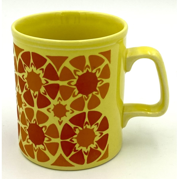 Retro Stel - Krus - Gul - Orange Mnster - 9 cm. - Staffordshire