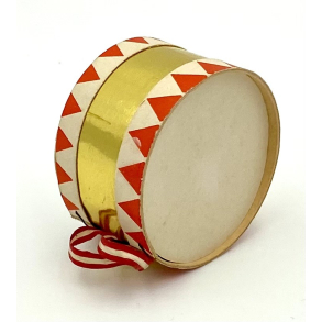 Gammelt Julepynt - Tromme - Guld - 5 cm.