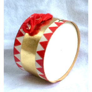 Gammelt Julepynt - Tromme - Guld - 5 cm.