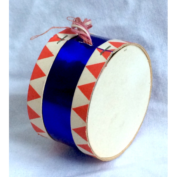 Gammelt Julepynt - Tromme - Bl� - 5 cm.