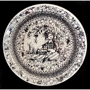 Bjrn Wiinblad Platte - De Fire rstider - Efterr - Sort - 17 cm. - Nymlle