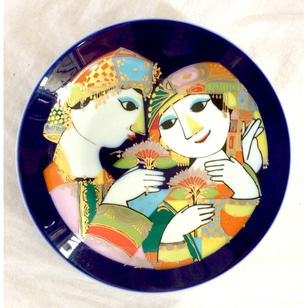 Bjrn Wiinblad Platte - Mand &amp; Kvinde - Bl - 22 cm. - Rosenthal