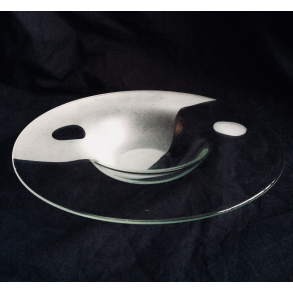 Yin & Yang Fad - Klart & Hvidt Glas - 30,5 cm.
