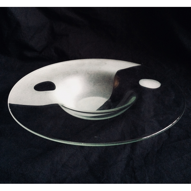 Yin &amp; Yang Fad - Klart &amp; Hvidt Glas - 30,5 cm.